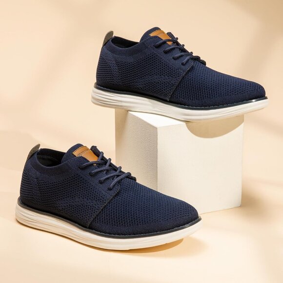 ⚡Men Blue Knit Flex Breeze Mesh Oxfords Lace-Up Lightweight Walking Sneaker - Picture 10 of 10